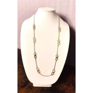 Talbots goldtone silver mix links statement necklace